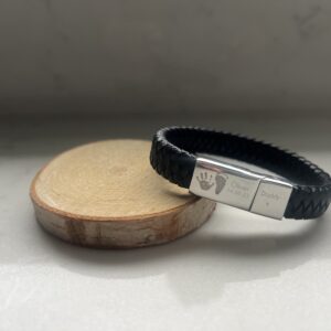 Men's Engraved Leather Bracelet